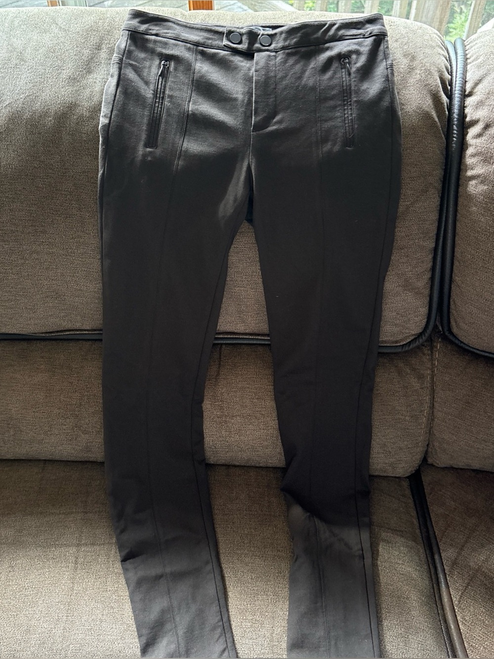 Vince Double Snap  Riding Style Pants Stretch Modal Brown 6